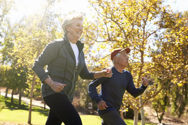 Senior couple jogging