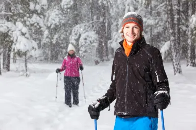 Couple Snowshoeing