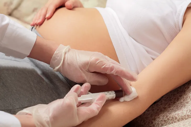 pregnant woman having a blood test