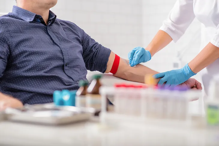 Man getting blood test