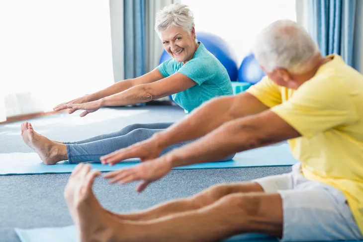 seniors stretching