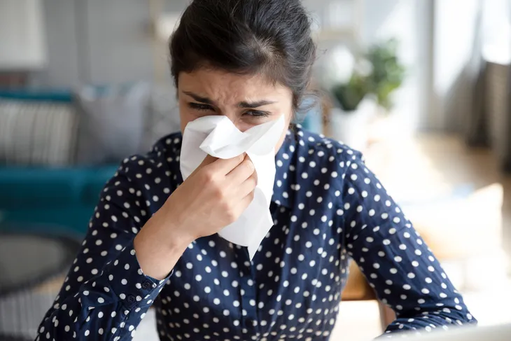 woman with allergies