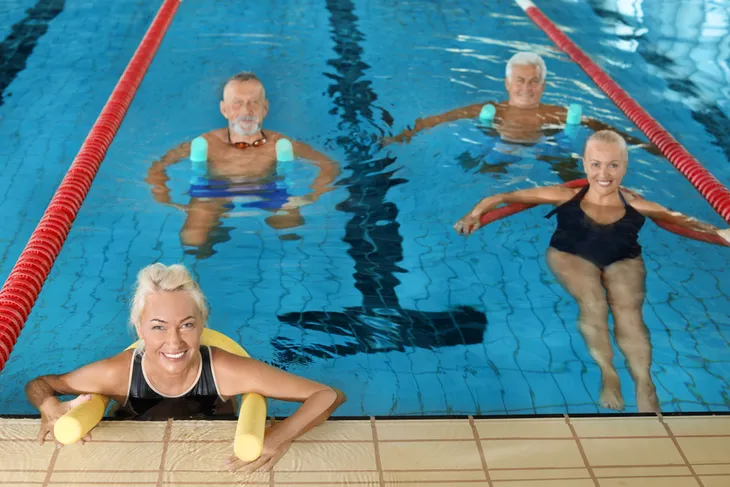 High Knee Lift Extensions in the pool