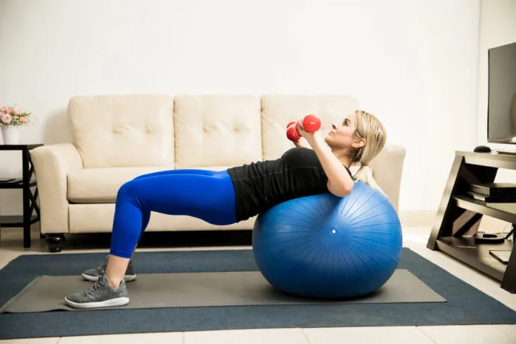 Chest Press with Dumbbells on a Stability Ball