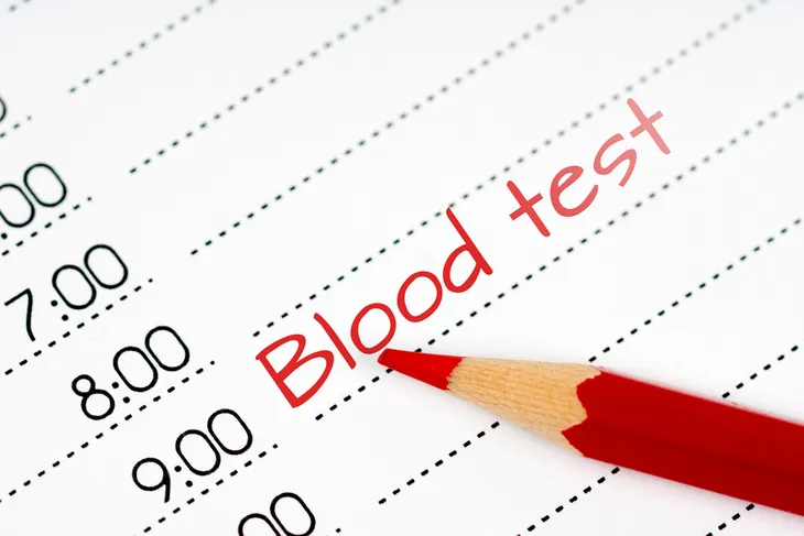 Scheduled blood test on calendar