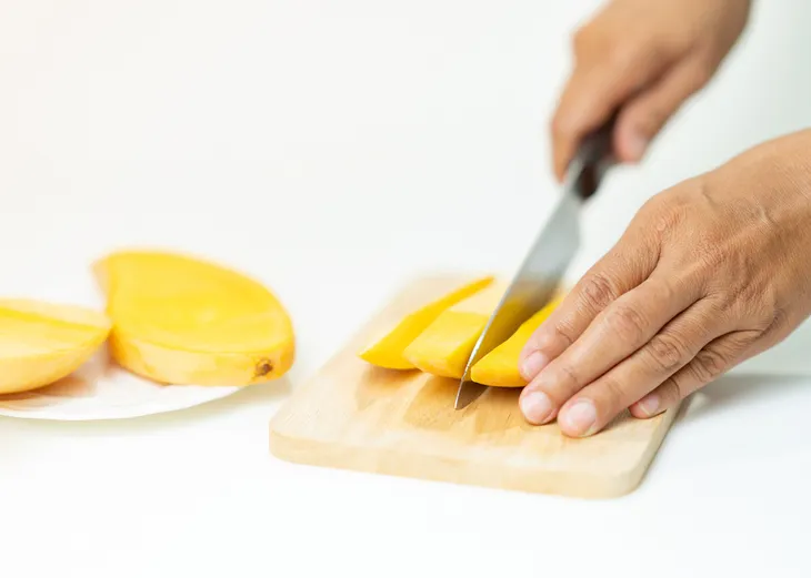 Cutting a mango