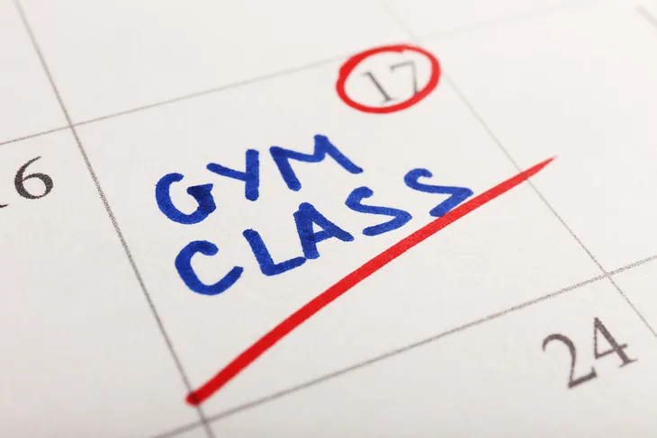 Gym class written on the calendar